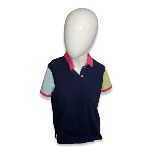 Lands' End Tops - Lands End Vintage Womens Color Block Polo Shirt Size M